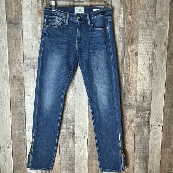 FRAME Le Boy Piccadilly Jeans Ankle Zipper - Picture 1 of 9